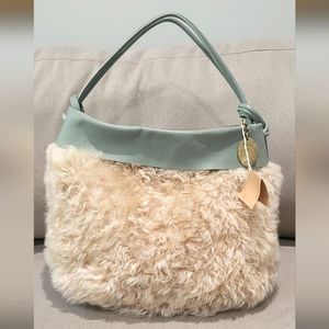 Il Bisonte Vachette/Monton Sheep Shearling Leather Shoulder Bag (Brand New)